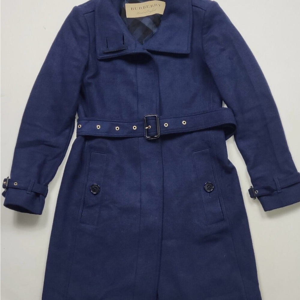 Burberry Navy Wool & Cashmere Coat -Size 38 or 4 - Picture 2 of 14